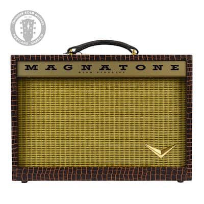 New Magnatone Starlite Reverb 1X8 Combo Amp w/TRG Exclusive Brown French Alligator Wrap & Gold Stripe Grillcloth #7760 image 1