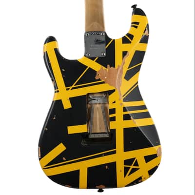 EVH Limited Edition Striped Series Frankenstein Frankie Guitar w/ Gig Bag - Aged Black and Yellow Bumblebee image 8