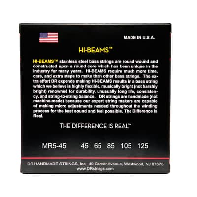 DR LMR5-45 Hi-Beams Round Core Bass 5-Strings 45-125 - String Set for 5 String Bass Guitar image 2