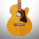 Epiphone EJ-200 SCE Coupe Travel Acoustic-Electric Guitar, Vintage Natural
