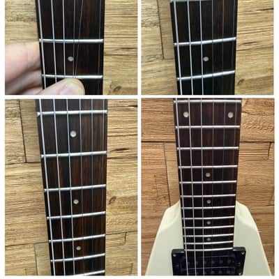 Jay Turser JRV-24 Flying V Electric Guitar -24" scale - Vintage White image 10