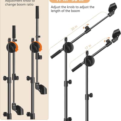 Mic Stand,6 In 1 Microphone Stand Floor Boom Mic Stand, Support Boom Gooseneck Mic Clips Tablet Phone Holder Any Combination With Mic Stand Bag image 2