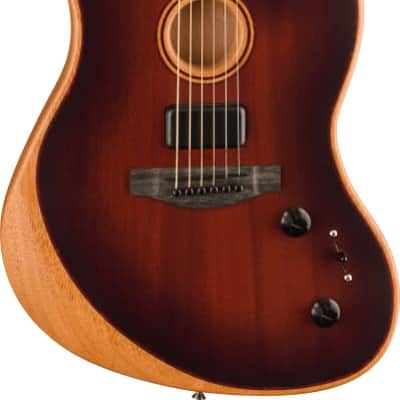 Fender American Acoustasonic Jazzmaster Acoustic Electric Guitar. All-Mahogany, Ebony Fingerboard, Bourbon Burst image 12