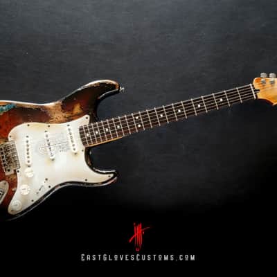 Fender Stratocaster Sunburst Paisley/Pelham Blue Heavy Relic by East Gloves Customs image 13