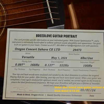 Breedlove Oregon Concert CE Sahara Limited Edition 2024 - Sahara image 10