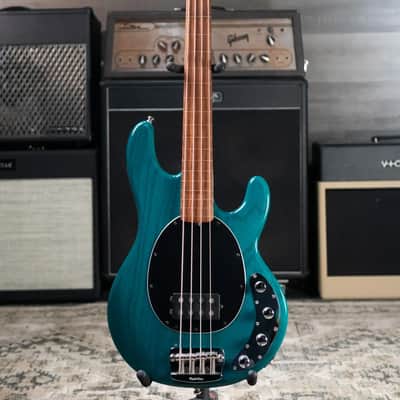 Ernie Ball Music Man StingRay 4 H Fretless Bass Translucent Teal - Used image 3