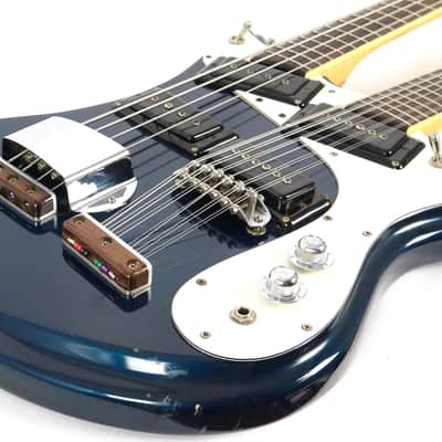 Vintage Mosrite 4x12 Double Neck Electric Bass & 12 String Guitar w/ OHSC Ink Blue Custom Order One of a Kind! image 7