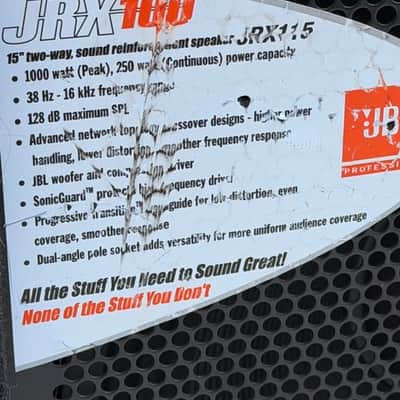JBL Professional JRX100 Series JRX115 15-Inch 2-Way Passive PA Speakers (Matched Pair) image 7