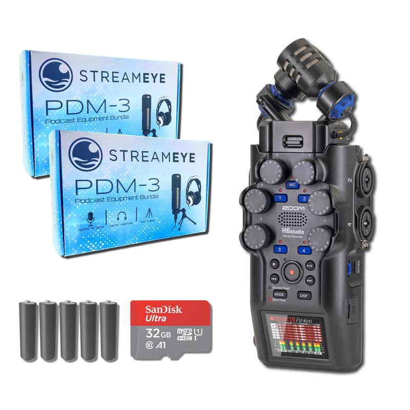 Zoom H6studio Handheld Recorder with StreamEye PDM-3 Podcast Equipment Bundle (Pair) image 1