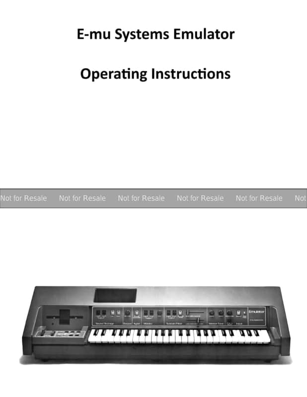 E-MU Emulator 1 Owner's Manual (enhanced) image 1