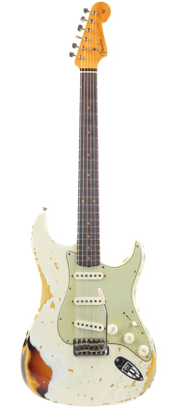 Fender Custom Shop 1960 Stratocaster Olympic White over 3 Color Sunburst Heavy Relic 2022 Bild 1
