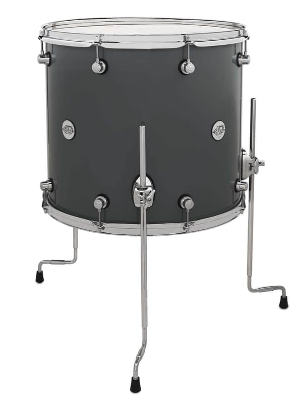 DW Design Series Maple Floor Tom, 16x18, Steel Gray Lacquer w/Chrome Hardware image 1