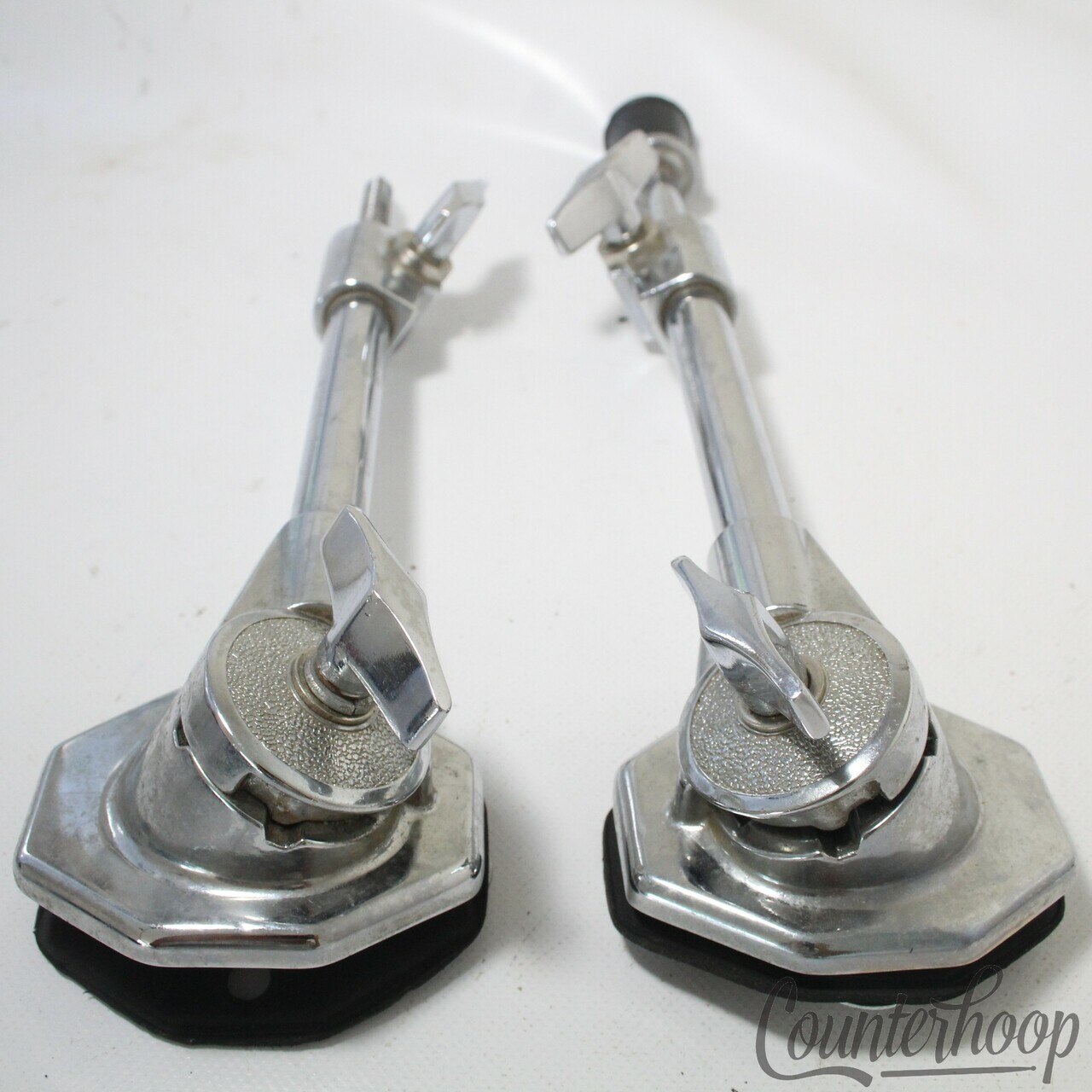Tama 2x Bass Drum 80s Spurs+Mounts Heavy Duty Telescoping Legs Chrome Rubber Ft — main photograph