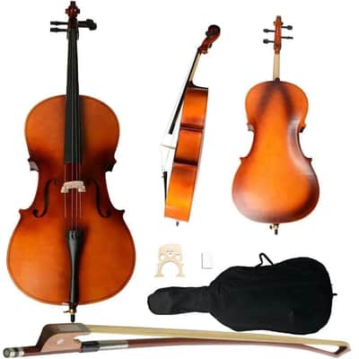 Professional Cello 4/4 Full Size BassWood Set with Bag+Bow+Rosin+Bridge image 3