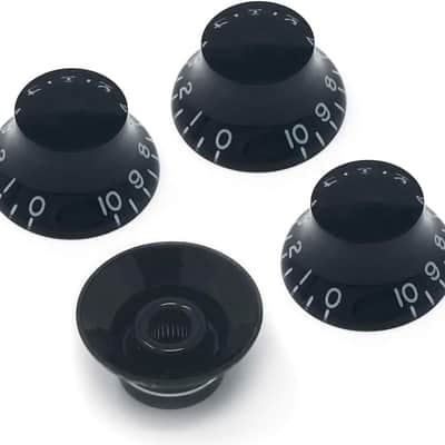 Black Top Hat Bell Knobs Left Hand (Lefty) Electric Guitar (Set of 4) image 2