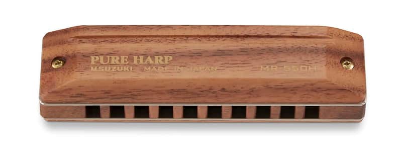 Suzuki MR-550H-F# Koa Pure Harp 10-Hole Diatonic Key of F# Harmonica w/ABS Case image 1