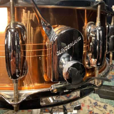 Slingerland - 5x14" Sound King, Lacquered Brass, 10-Lug Snare Drum, Zoomatic Throw-Off 1990s image 12