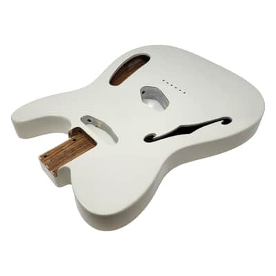 Olympic White T-Style Thinline Guitar Body – Roasted Ash – Fender-Spec – Semi-Hollow – Gloss Finish image 4