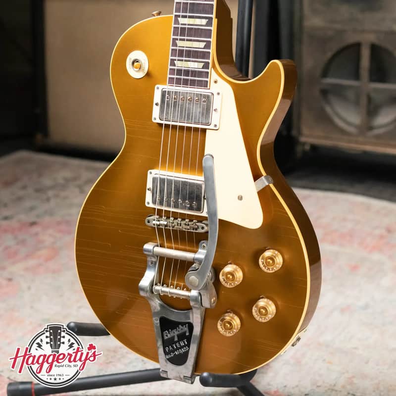 Gibson Custom Shop 1957 Les Paul Standard Murphy Lab Ultra Light Aged Electric Guitar with Bigsby - All Double Gold with Hardshell Case image 1