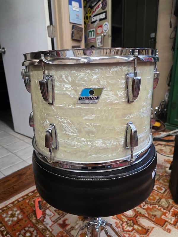 Ludwig  Rack Tom 14x10 Players  1970s  - White Marine Pearl image 1