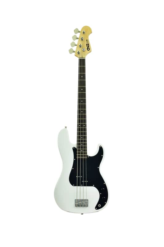 CNZ Audio PB Electric Bass Guitar - Rosewood Fingerboard, Maple Neck, White Finish image 1