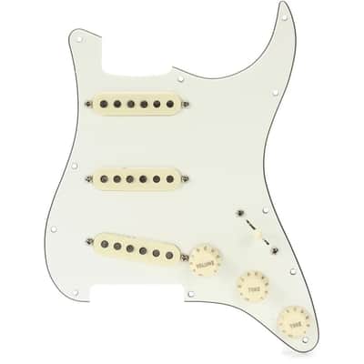 Fender Pre-Wired Strat® Pickguard, Custom Shop Fat 50's SSS, Parchment - 0992340509 Bundle w/ 12-Pack Guitar Pick and Liquid Audio Polishing Cloth image 6
