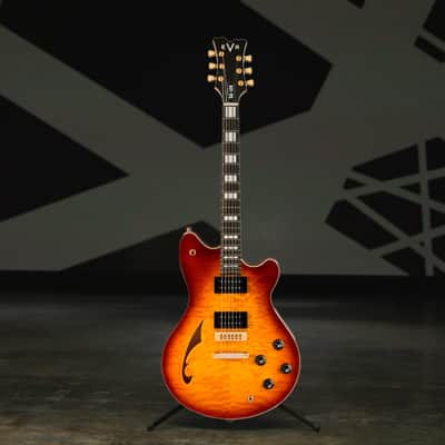 EVH SA-126 6-String Right-Handed Special QM Electric Guitar with 12 to 16-Inch Compound Ebony Fingerboard, 22 Jumbo Frets and Triple Block Inlays (Tobacco Burst Ebony) image 7