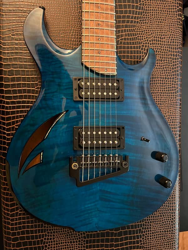 Artinger Custom 7 string semi hollow built for Chris Letchford Hawaiian Ice image 1