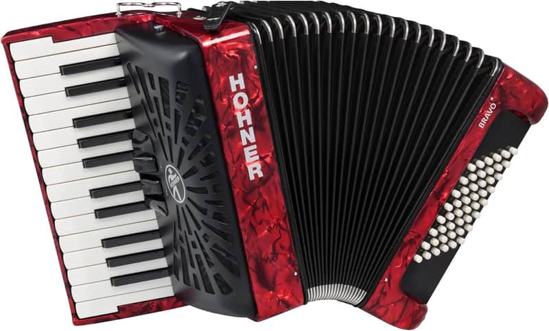 Hohner Bravo II 48 Chromatic Piano Key Accordion - Red (BR48RED) image 1