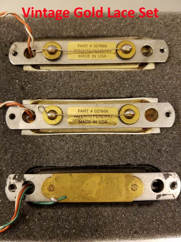 Fender Lace Sensor Vintage Early Gold Pickup Set Two Wire | Reverb