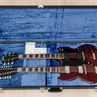 1990s Burny RSG-140 Vintage Double Neck SG, 6 & 12 String Guitar Cherry w/ Case & Tags, Japan image 19