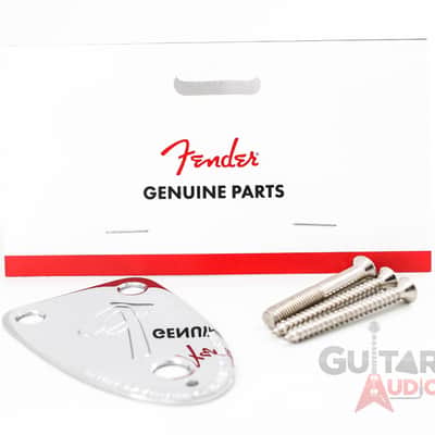 Genuine Fender 70s Vintage 3-Bolt F Stamped Logo Guitar Neck Plate - CHROME image 1