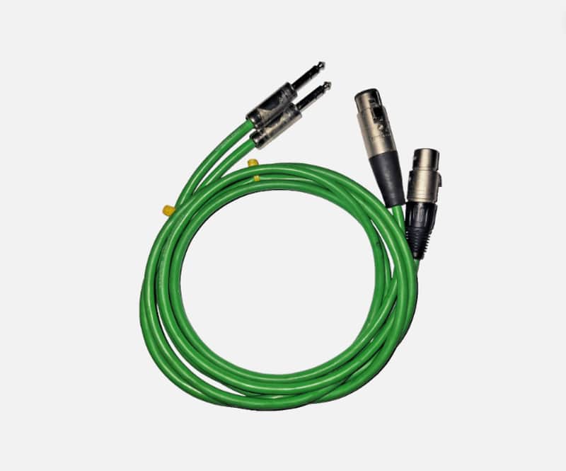 Pair of custom 4' XLR 3Pin Female to 6.35 mm 1/4" Stereo TRS Male Balanced Audio Mic Cable 2020s - Green image 1