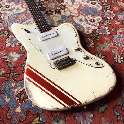 Made to Order - FRANCHIN Neptune guitar Racing Stripe Relic Aged 100% Nitro Lacquer (Sunburst/ Black/ White/ Blue/ Green/ Yellow/ Red/ Pink/ Burgundy/ Purple/ Gold/ Silver, etc.) Offset Jazzmaster Style Made in Italy image 2