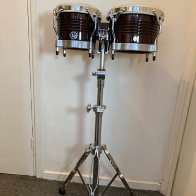 L.P. Matador M201 Bongos with M245 Stand  - Siam Oak (Almond Brown) image 3