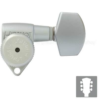 NEW Hipshot Grip-Lock Open-Gear LOCKING Tuners w/ HEX Buttons 3x3 - SATIN CHROME image 1