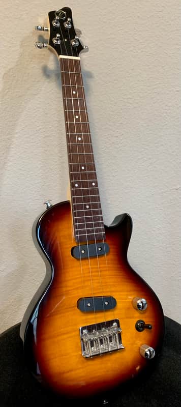 Vorson FLPUK-2 LP-Style Electric Ukulele with Gig Bag, Flame Maple image 1