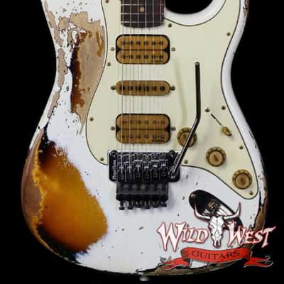 Fender Custom Shop Wild West White Lightning Stratocaster Floyd Rose HSH Rosewood Fingerboard 22 Frets Heavy Relic 2 Tone Sunburst 8.05 lbs image 1