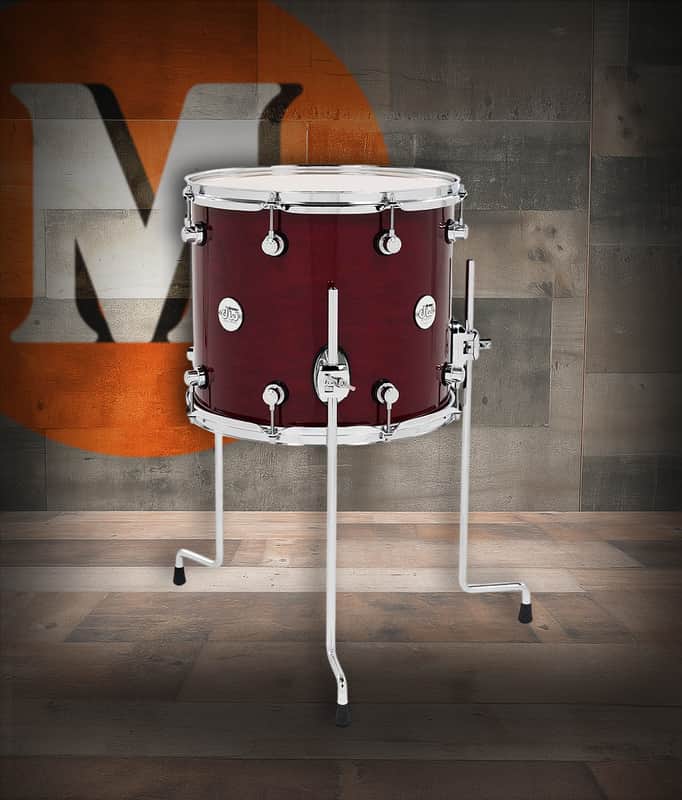 DW Design Series Maple Floor Tom, 12x14 - Cherry Stain Gloss Lacquer w/Chrome Hardware (DDLG1214TTCS) image 1