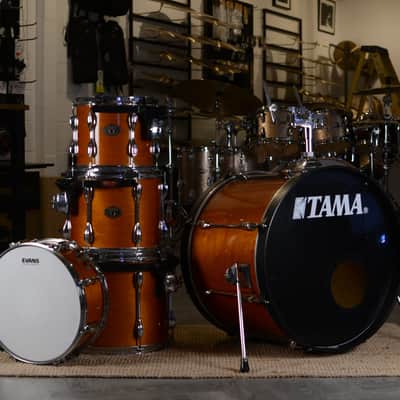 Tama Rockstar Custom Drum Kit in Custom Amber Finish 1999 - 22/10/12/14/14SD image 1