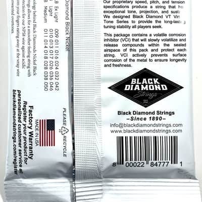 Black Diamond Guitar Strings Electric Medium .011-.050 Black Steel image 2