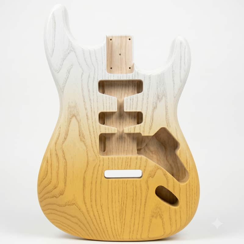 Stratocaster Guitar Body, white yellow Stained Ash Body, Right & Left Handed, HHH HSS SSS Pickup Routing, Custom Strat Replacement Body image 1