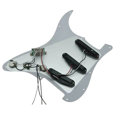 Black Yellow Strip SSS Guitar Strat Style Prewired Loaded Pickguard image 2