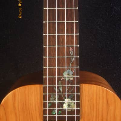 Handmade Soprano Ukulele, Solid Taiwania, Rosewood, Floral Inlay, Soft-bag, Bruce Wei UG13-2237 image 3