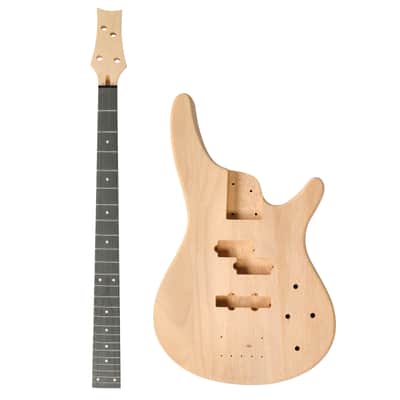 Ukscs DIY 4 String IB Style Electric Bass Guitar Kits with Mahogany Body, Maple Neck and Accessories image 7
