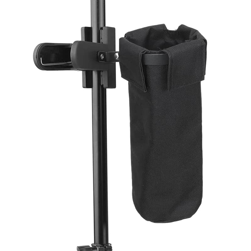 Clamp On Drum Stick Holder Drum Stick Nylon Container Bag Black For Drum Kit & Music Stand, Holds Up To 8-12 Pairs Of Sticks image 1
