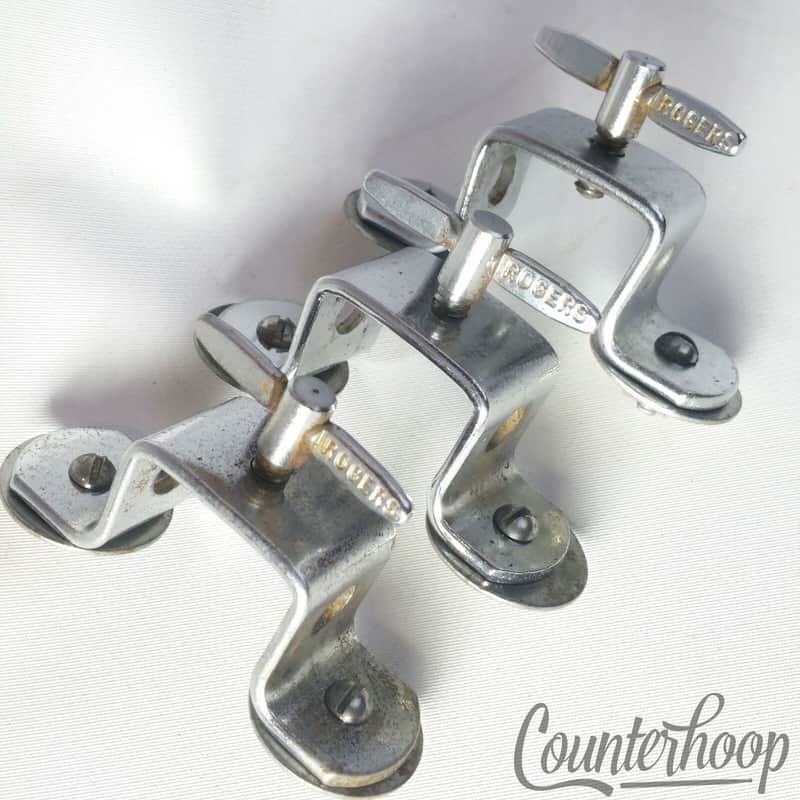 *Rogers 3x Floor Tom Leg Mounts Brackets Straight Cleveland Holiday Vintage 60s* image 1