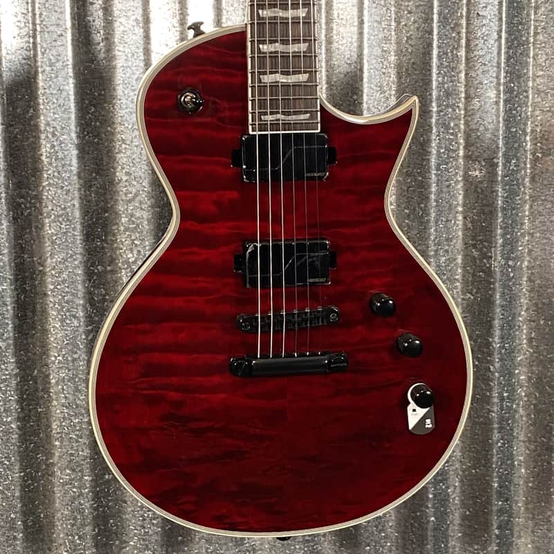 ESP LTD EC-1000 QM Quilt Top See Thru Black Cherry Fluence Guitar & Case #0202  Used image 1