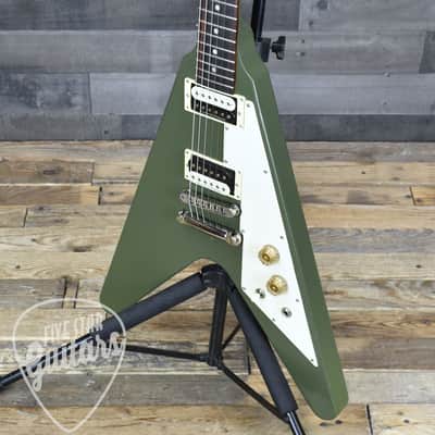 Pre-Owned Gibson Flying V Tribute - Satin Olive Drab with Hardshell Case image 11