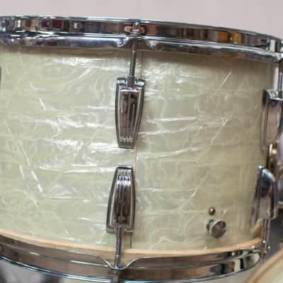 1950s 1960s Ludwig/WFL "Super Beat" White Marine Pearl Drum Kit image 11